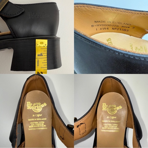 Vintage Dr. Martens England 90s Greasy Black Jazz Heel T Bar MIE Mary Janes UK 5 - Picture 12 of 15